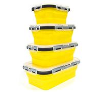 Mocturnity Lot de 4 boîtes à déjeuner en silicone empilables pour la préparation des aliments Bento Boîte à déjeuner pliable