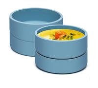 Mocturnity Lot de 4 poêles à œufs avec friteuse à air en silicone, machine à hacher les œufs sous réutilisable, moule pour frire des œufs, cuiseur à œufs pour micro-ondes individuel, bleu, 4 pièces