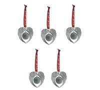 Mocturnity Lot de 5 pendentifs en forme d'aile pour arbre de Noël en forme de cœur - Argenté