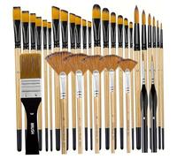 Mocturnity Lot de 64 pinceaux à peindre, 7 styles, en nylon, avec en bois, épais, qui ne se décollent pas, pour enfants