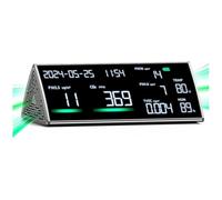 Mocturnity Moniteur de qualité de l'air : TVOC, PM2.5, PM1.0, PM10, Température, Humidité et Affichage du Temps Surface Métallique Testeur de Qualité de l'Air