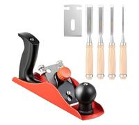 Mocturnity Outils de Travail Du Bois Lot de 4 Ciseaux à Bois de 9,5 Pouces 1 Rabot à Main Réglable N° 4 avec Lame de Rechange de 2 Pouces, pour le Travail Du Bois