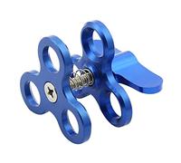Mocturnity Pince à boule 3 trous lumières de plongée bras boule papillon clip support de pour caméra d'action, lampe torche trépied, bleu