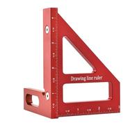 Mocturnity Règle de mesure multi-angles, rapporteur carré de menuiserie en alliage d'aluminium de 45/90 degrés, règle triangulaire à onglet rouge