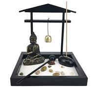Mocturnity Sand Garden Bureau de méditation statue de Bouddha Mini kit de plateau pour décoration de bureau à la maison