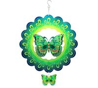 Mocturnity Spirale rotative à vent 3D pour décoration de jardin, cloches à vent suspendues, décoration de maison en plein air, vert