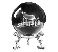 Mocturnity Statuette décorative en boule de verre étoilée gravée en 3D, presse-papier avec sphère en verre de 60 mm avec support, travaux manuels décoratifs C