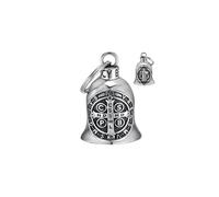 MOCY BELL - Clochette Moto MocyBell Saint Benoît - Acier Inoxydable | Porte-Bonheur Biker | Protection Spirituelle