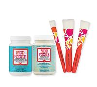 Mod Podge, Ensemble de découpage lavable au lave-vaisselle, comprend 3 pinceaux à poils doux, parfaits pour les projets d'art et d'artisanat, assortis