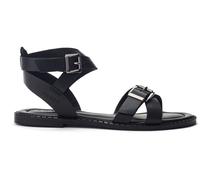 Moda in Pelle Moda in Pelle Black Shoon Shara Cross Strap Buckle Flat Sandal