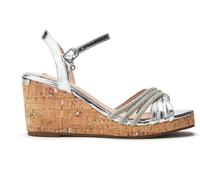 Moda in Pelle Moda in Pelle Silver Nerine Glitz Strap Square Toe Cork Wedge