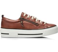 Moda in Pelle Moda in Pelle Tan CHUNKY LEATHER TRAINER WITH ZIP AND LACE-UP CLOSURE