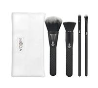 MODA Lot complet de 5 pinceaux de maquillage Pro avec pochette, poudre plate, mélangeur, correcteur et ombre, noir