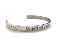 MODA MavillA Bracelet unisexe acier rigide amie soeur collègue enseignant maman napoli gravure laser idée cadeau, Taglia unica, A