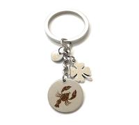 MODA MavillA Porte-clés signe du zodiaque acier trèfle porte bonheur gravure au laser coffret cadeau inclus, argent, M