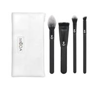 MODA Royal & Langnickel Lot de 5 pinceaux de maquillage avec pochette, comprend des pinceaux de brillance, sculpture, lueur et angle de précision Noir