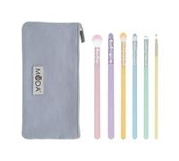 MODA Royal & Langnickel Posh Pastel Kit de 7 pinceaux de maquillage délicats pour les yeux avec pochette incluse, contour des yeux, smoky eye, pli, ombre, sourcils et pinceau pointu Multicolore pastel