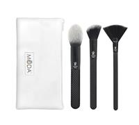 MODA Royal & Langnickel Pro Lot de 4 pinceaux de maquillage avec pochette inclus - Blush pointu, fard à joues angulaires et pinceaux de surbrillance Noir