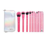 MODA Totally Electric Lot de 13 pinceaux de maquillage pour le visage comprenant : poudre, teint, blush, ombre, estompeur et pinceaux de plis (rose fluo)