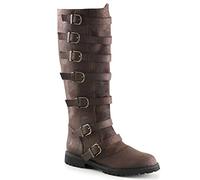 MODADA Bottes en Cuir De La Renaissance Médiévale, Bottes Western Cowboy, Bottes De Pirate pour Femmes pour Hommes, Bottes Steampunk Botte De Costume D'équitation(44, Brown)