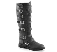 MODADA Bottes en Cuir De La Renaissance Médiévale, Bottes Western Cowboy, Bottes De Pirate pour Femmes pour Hommes, Bottes Steampunk Botte De Costume D'équitation(48, Black)