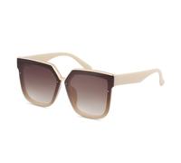 MODALAND Lunettes de soleil surdimensionnées pour femmes, style carré pour femme, cadre carré étroit, nuances de visière UV400, Beige/marron