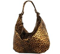 modamoda de 337 Sac à bandoulière en cuir pour femme, fabriqué à la main en Italie, Léo/marron doré foncé/métallisé, L