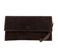 modamoda de - cuir italien embrayage Petit Suede T151, Couleur:chocolat noir