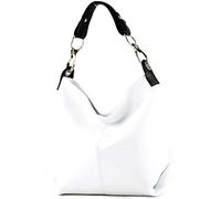 modamoda de - épaule ital/sac à bandoulière en cuir T168, Couleur:Blanc/Noir