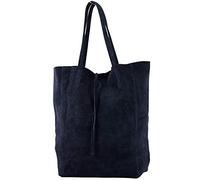 modamoda de - Ital. Les consommateurs cuir sac à bandoulière T163, Couleur:Dark Blue Suede