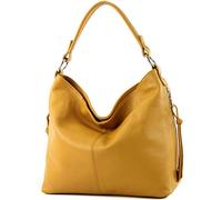 modamoda de - Ital Shopper Sac à bandoulière en cuir grande T160, Couleur:jaune moutarde
