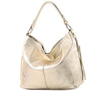 modamoda de - Ital Shopper Sac à bandoulière en cuir grande T160, Couleur:or clair