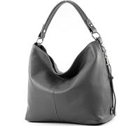 modamoda de - Ital Shopper Sac à bandoulière en cuir grande T160, Couleur:T160 Dunkelgrau