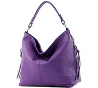 modamoda de - Ital Shopper Sac à bandoulière en cuir grande T160, Couleur:T160 Purple