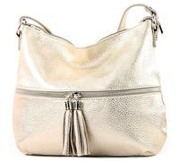 modamoda de - Ital Umhänge- / cuir sac à bandoulière T159, Couleur:or clair