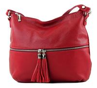 modamoda de - Ital Umhänge- / cuir sac à bandoulière T159, Couleur:Rouge Rubis