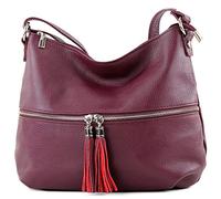 modamoda de - Ital Umhänge- / cuir sac à bandoulière T159, Couleur:violette Bordeaux