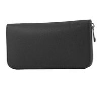 modamoda de - P02 Argent Portefeuille italien pour femmes en cuir véritable long, Noir , S