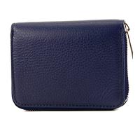 modamoda de P04 Portefeuille pour femme, en cuir véritable, court, style italien, bleu foncé, Small