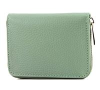 modamoda de P04 Portefeuille pour femme, en cuir véritable, court, style italien, Gris vert, Small