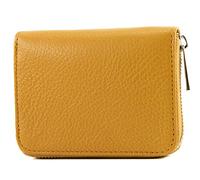 modamoda de P04 Portefeuille pour femme, en cuir véritable, court, style italien, jaune moutarde, Small