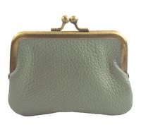 modamoda de P07 Petit portefeuille en cuir pour femme, fabriqué à la main en Italie, Gris vert, xs, rétro