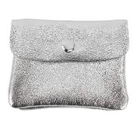 Modamoda de P09 Portefeuille en cuir italien, pour femme, petit, Argent métallisé, XS