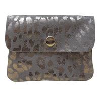 modamoda de P09 WL Petit portefeuille en cuir véritable pour femme 11 x 1 x 8 cm Fabriqué à la main en Italie, Cuir léopard gris/argenté, xs, Moderne