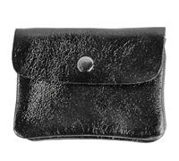 modamoda de P09 WL Petit portefeuille en cuir véritable pour femme 11 x 1 x 8 cm Fabriqué à la main en Italie, noir métallisé, xs, Moderne