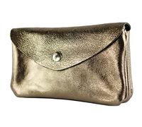 modamoda de - P11 - ital. Portefeuille en cuir pour femme, taille M, Doré vieilli métallisé, m