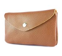 modamoda de P11 Portefeuille en cuir pour femme 16x10 cm, Fabriqué à la main en Italie, cognac, m