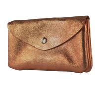 modamoda de P11 Portefeuille en cuir pour femme, taille M, fabriqué à la main en Italie, bronze métallisé, m, Petit porte-monnaie léger