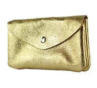 modamoda de P11 Portefeuille en cuir pour femme Taille M Fabriqué à la main en Italie, Doré métallisé, m, Petit porte-monnaie léger