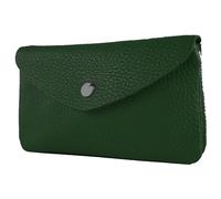 modamoda de P11 Portefeuille en cuir pour femme Taille M Fabriqué à la main en Italie, Noir/vert, m, Petit porte-monnaie léger